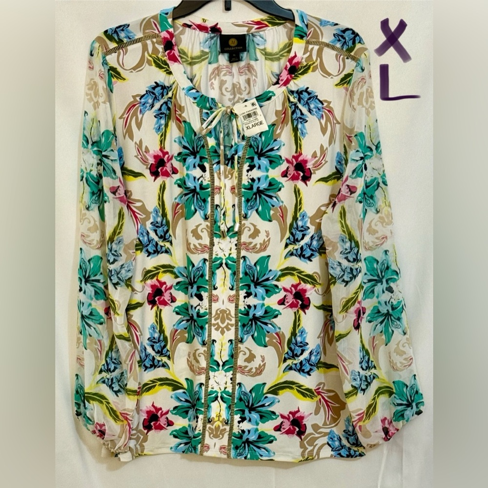 JM Collection Floral Blouse - Multicolor